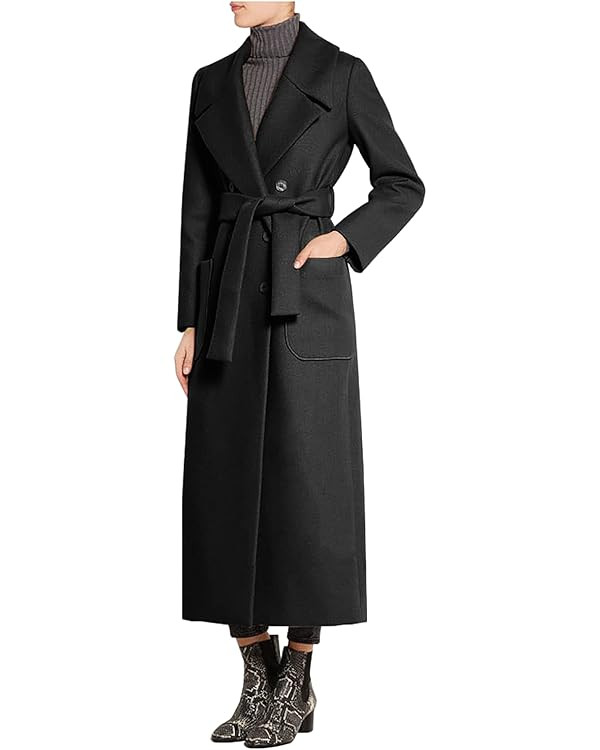 CHARTOU Women's Elegant Lapel Collar Double Breasted Regular Wool Blend Overcoat Coat Belt | Amazon (US)