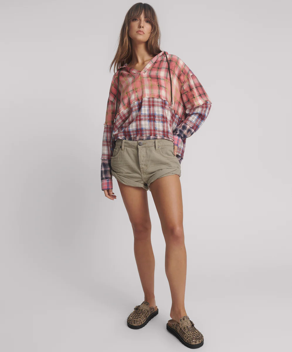 One Teaspoon Faded Khaki Bandits Low Waist Denim Shorts | OneTeaspoon
