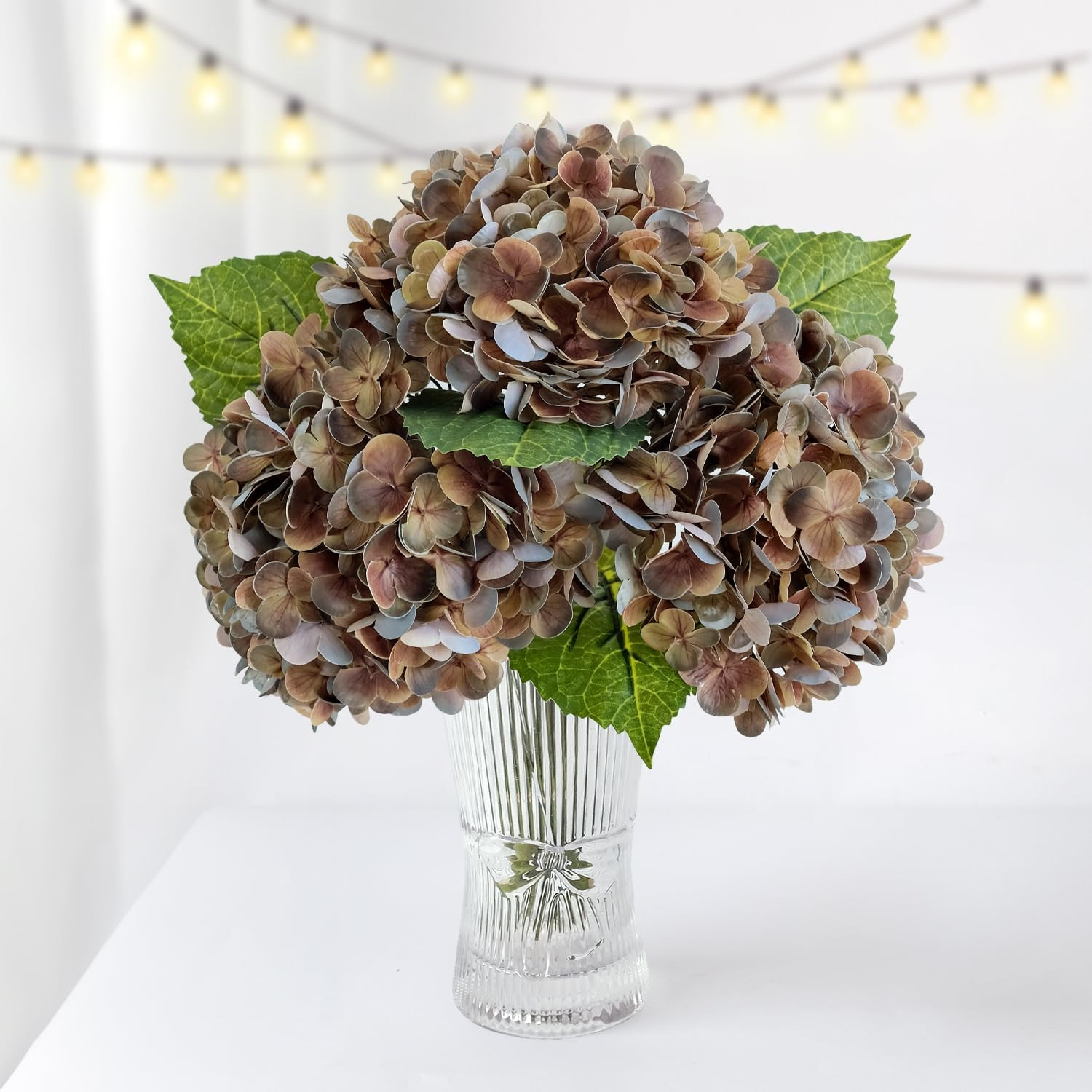 3PCS Brown Real Touch Artificial Hydrangeas Flower 21" with Stems | Amazon (US)