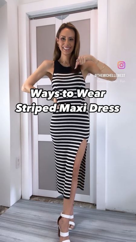 Fave maxi dress alert!! 😍😍 I promised a real on different ways to wear this! It is so versatile! The fit is so flattering! I know horizontal stripes can be scary, but this has some stitching at the rib cage that accentuates the waist and makes the hips look amazing! I also love the side slit placement this dress is absolute perfection. I am wearing a size small. And I forgot to add it but a chambray top with the last two looks would be so cute - either on or around the waist! I’ll link my fave! 

#LTKFindsUnder50 #LTKParties #LTKFestival