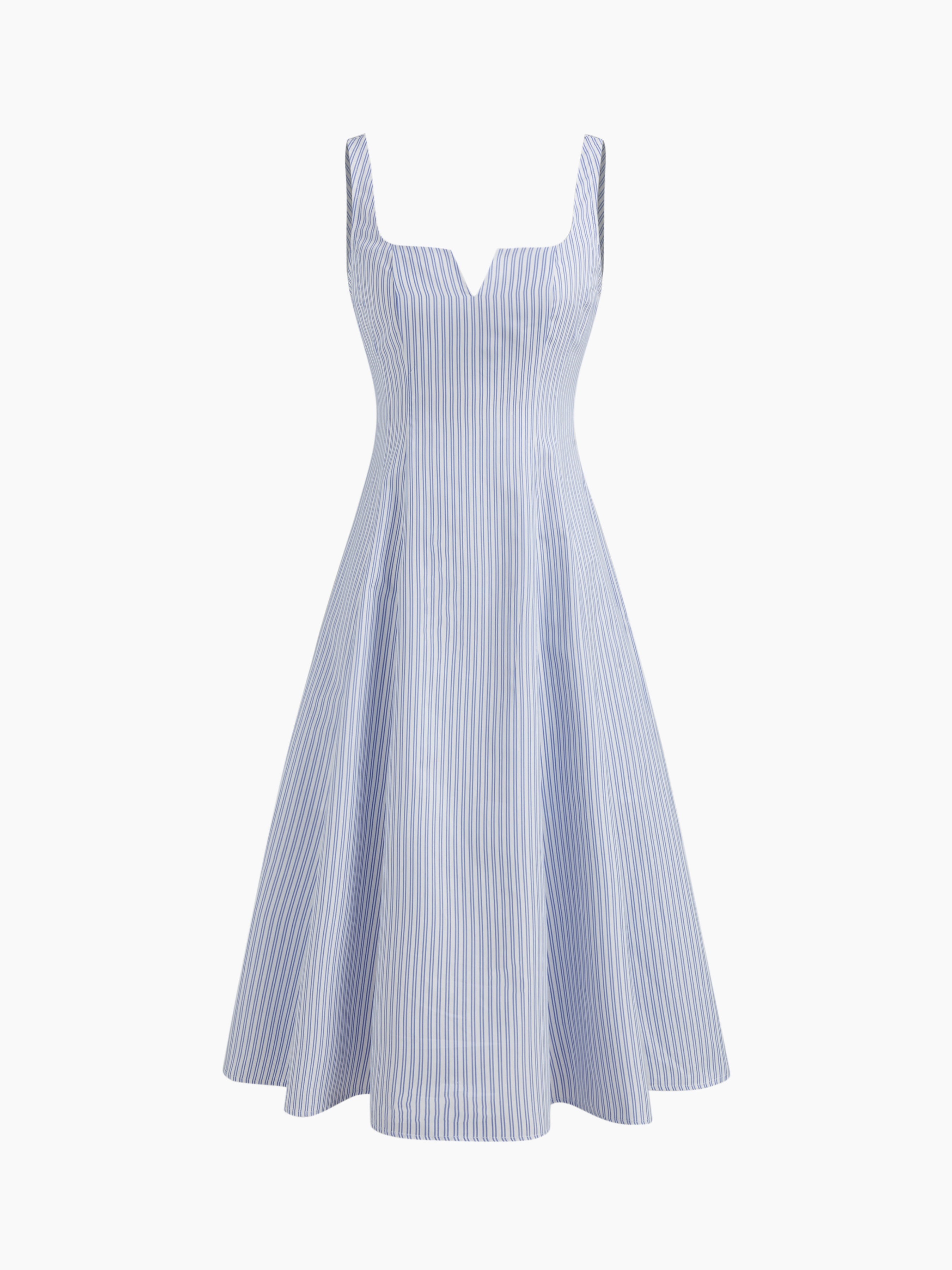 Woven Square Neck Stripe Ruffle Hem Midi Dress For Work | Cider