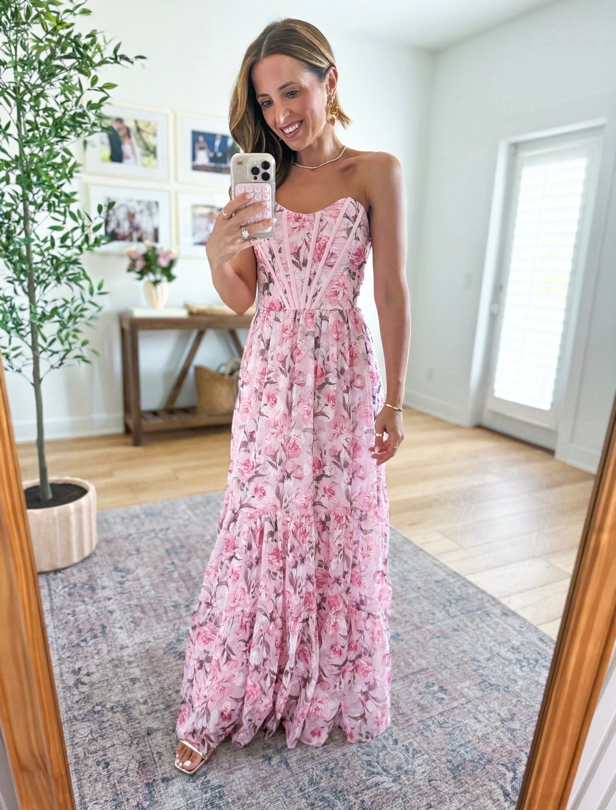 Such a gorgeous wedding guest dress for spring or summer! Wearing XXS. Floral maxi dress. Spring wedding guest. Summer wedding guest. Garden wedding. Semi formal dress. Gold heels are TTS.

#LTKootd #LTKWedding #LTKTravel