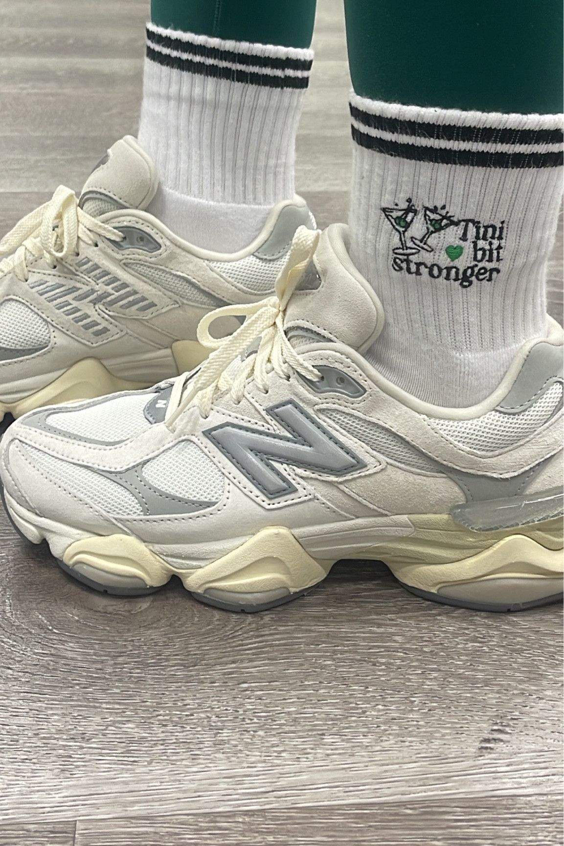 New Balance 9060 aka grandpa shoes with my Pilates gripper socks and I’m obsessed 🍸💚👟

#LTKShoeCrush #LTKFitness #LTKActive