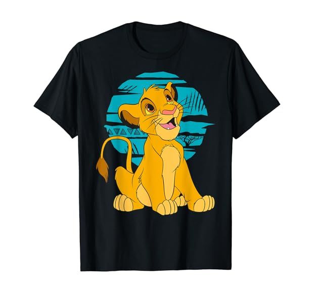 Disney The Lion King Young Simba Happy Blue Retro T-Shirt | Amazon (US)