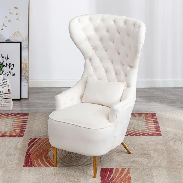 Upholstered Tufted Velvet High Wingback Chair | Wayfair Professional