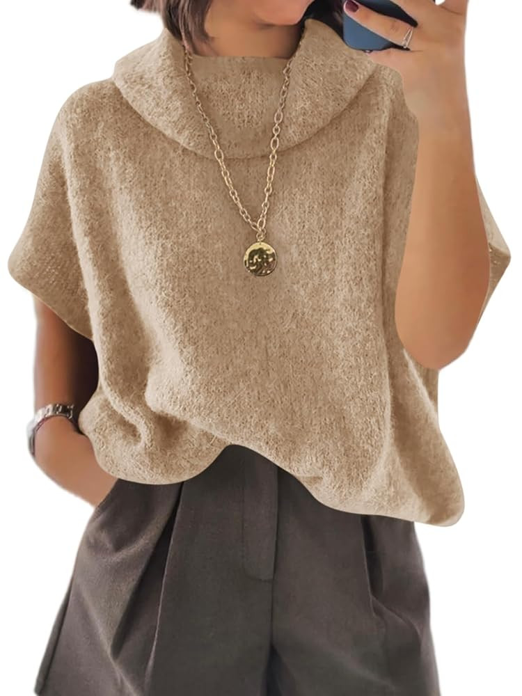 Cicy Bell Womens Oversized Turtleneck Knit Sweaters Short Batwing Sleeve Casual Slouchy Loose Fit... | Amazon (US)