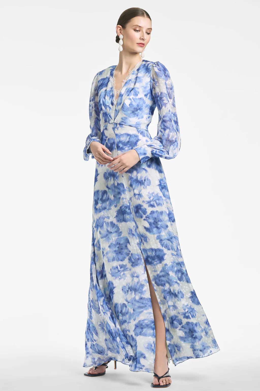 Galina Dress - Azure Watercolor Floral - Final Sale | Sachin and Babi