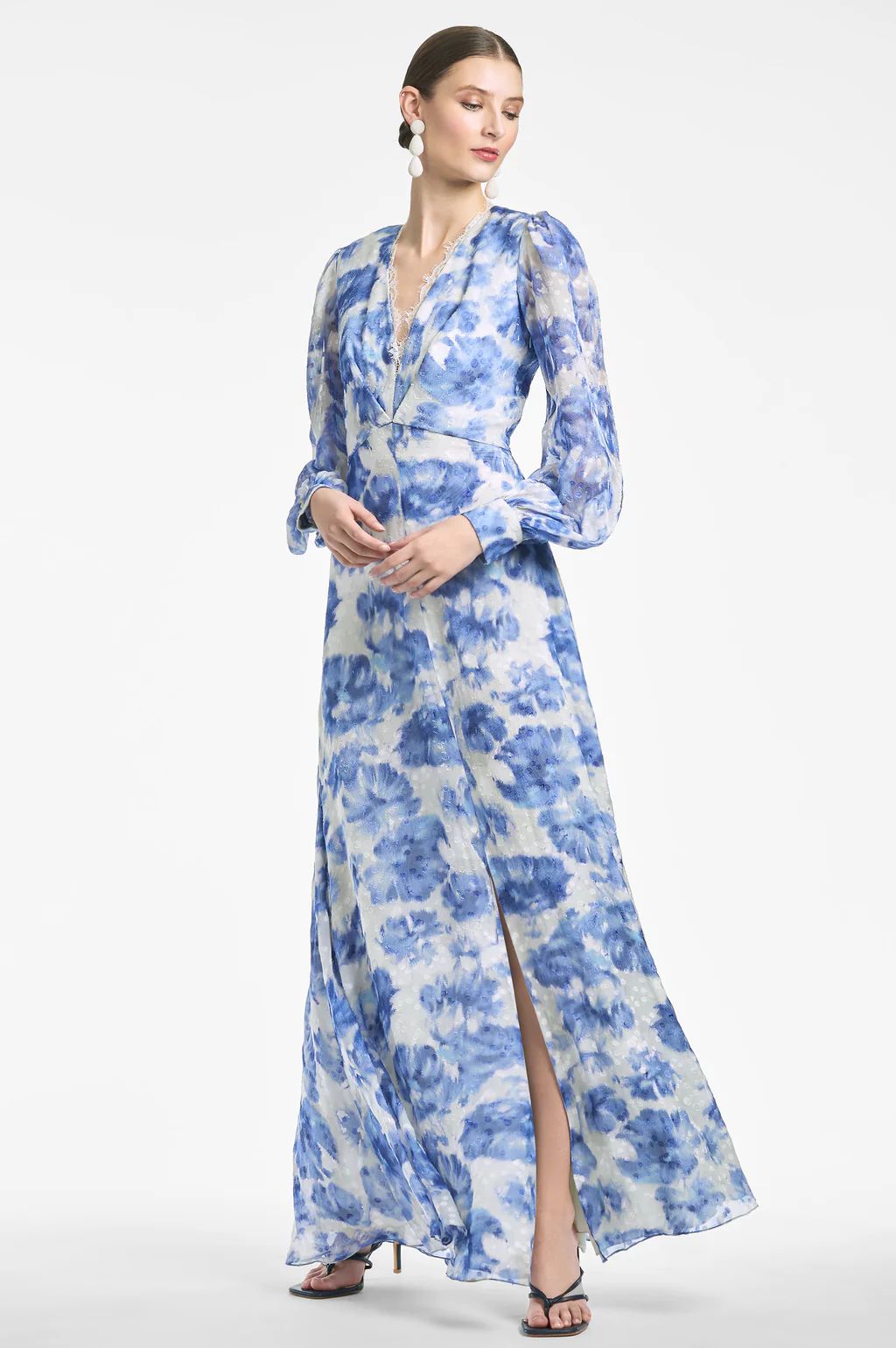 Galina Dress - Azure Watercolor Floral - Final Sale | Sachin and Babi