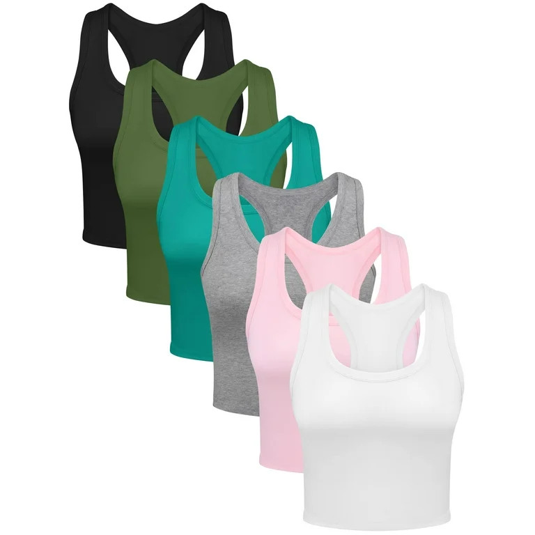 URATOT 6 Pieces Basic Crop Tank Tops Sleeveless Athletic Sport Top Workout Cotton Top Yoga Runnin... | Walmart (US)