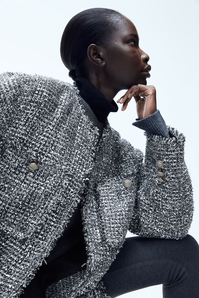 Textured Jacket - Gray melange - Ladies | H&M US | H&M (US + CA)