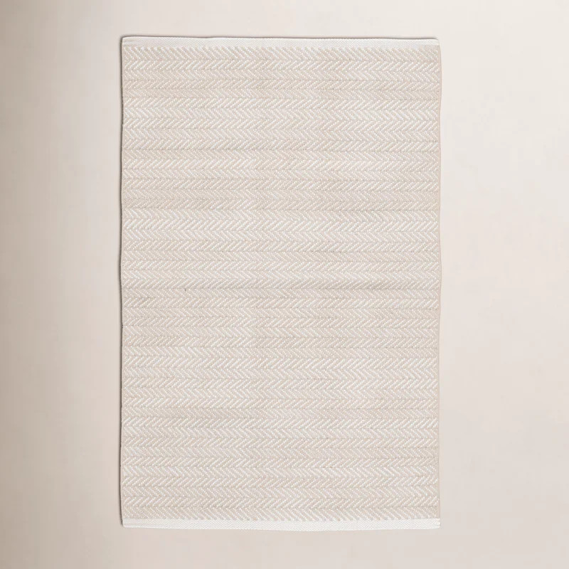Herringbone Linen/White Handwoven Indoor/Outdoor Rug | Wayfair North America