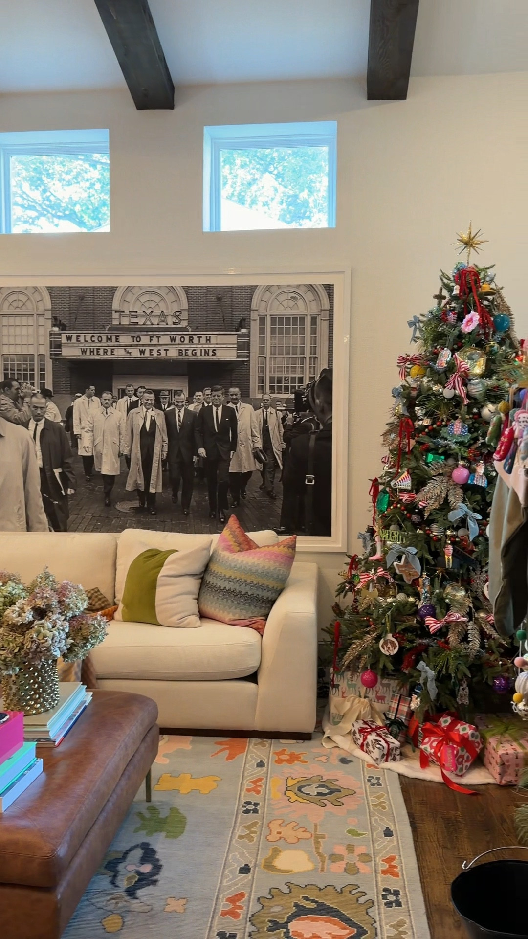 The holiday décor is officially up, and she’s serving festive with a side of fabulous. 🎄✨
Love the colorful touches of: 
🌈 Bright Ball Garland
🎄 Bottlebrush Trees
🛋️ Merry & Bright Pillows

#LTKHome #LTKHoliday #LTKGiftGuide