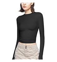 PUMIEY Women's Long Sleeve T Shirts Crew Neck Slim Fit Tops Sexy Basic Tee Smoke Cloud Pro Collec... | Amazon (US)