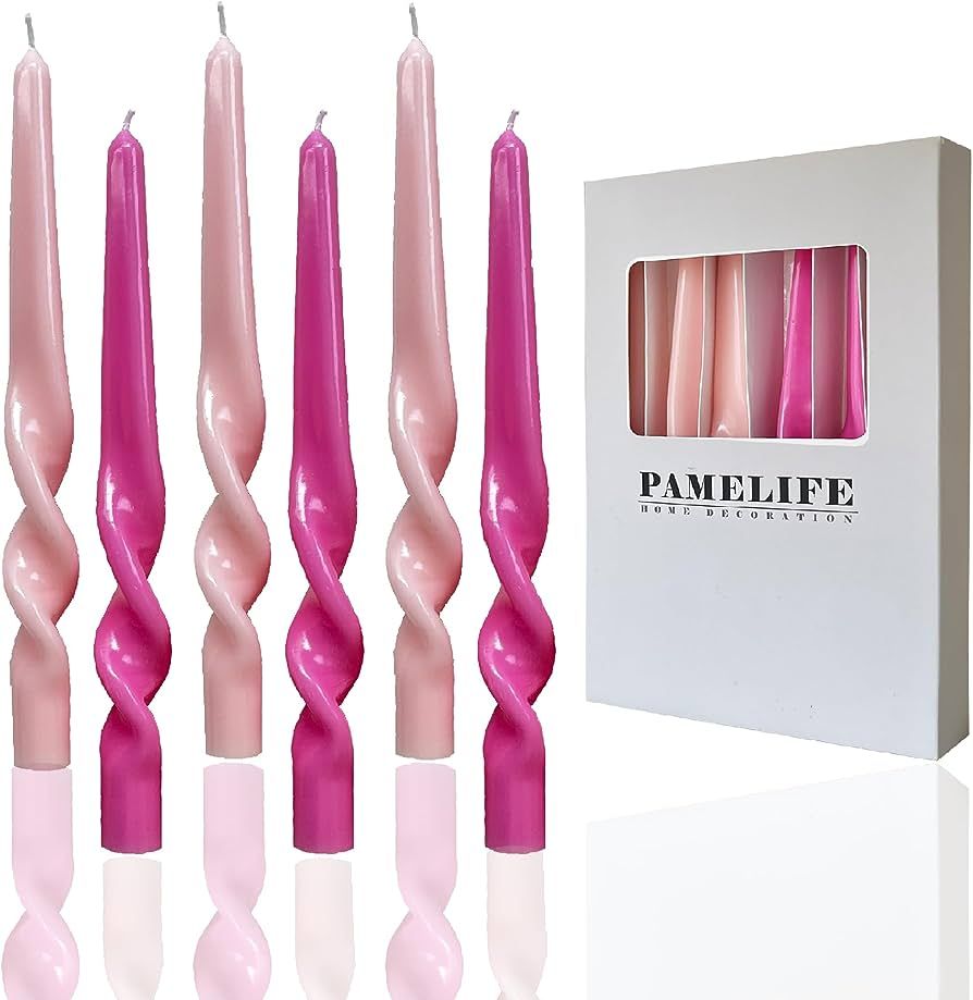 Amazon.com: PAMELIFE Spiral Taper Candles - Set of 6 Twisted Candle 9.5 Inch Tall for Home Decora... | Amazon (US)