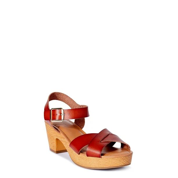 Time and Tru Women’s Wooden Heel Sandals | Walmart (US)