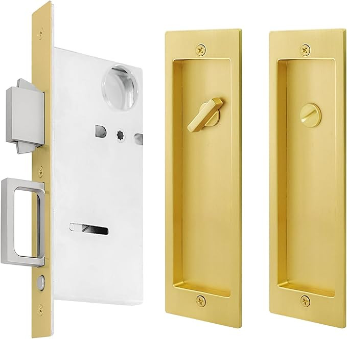 Pocket Door Privacy Lock - Modern Rectangular Hardware with Finger Flush Pulls for Pocket, Slidin... | Amazon (US)