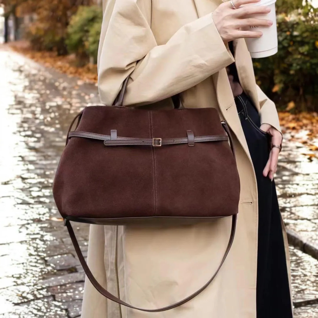 Suede Top Handle Bags, Suede Leather Tote Bags, Women's Luxury Handbag, Classic Timeless Commuter... | Etsy (US)