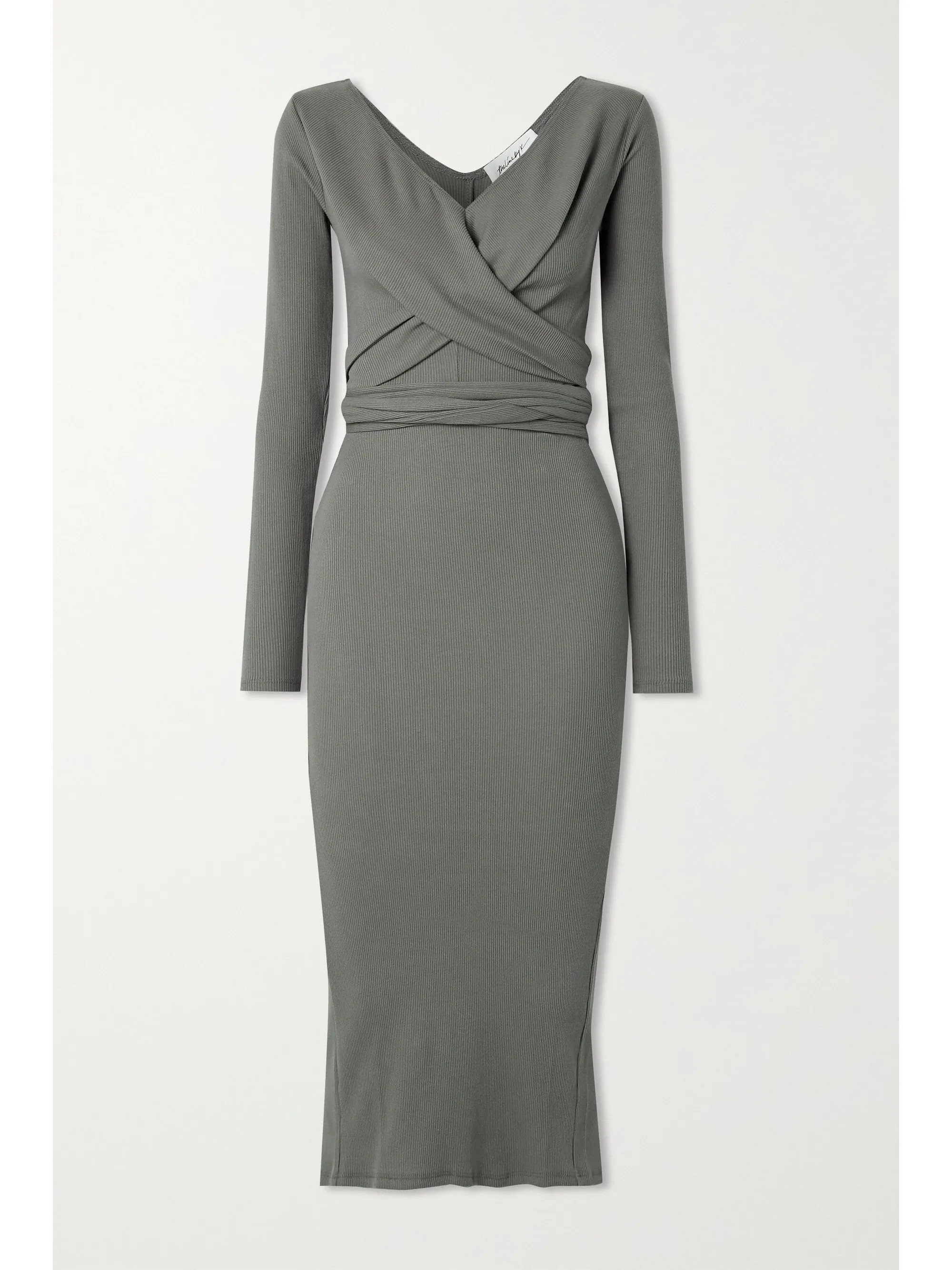 Gray Saloma II wrap-effect ribbed stretch-cotton jersey midi dress | The Line By K | NET-A-PORTER | NET-A-PORTER (UK & EU)