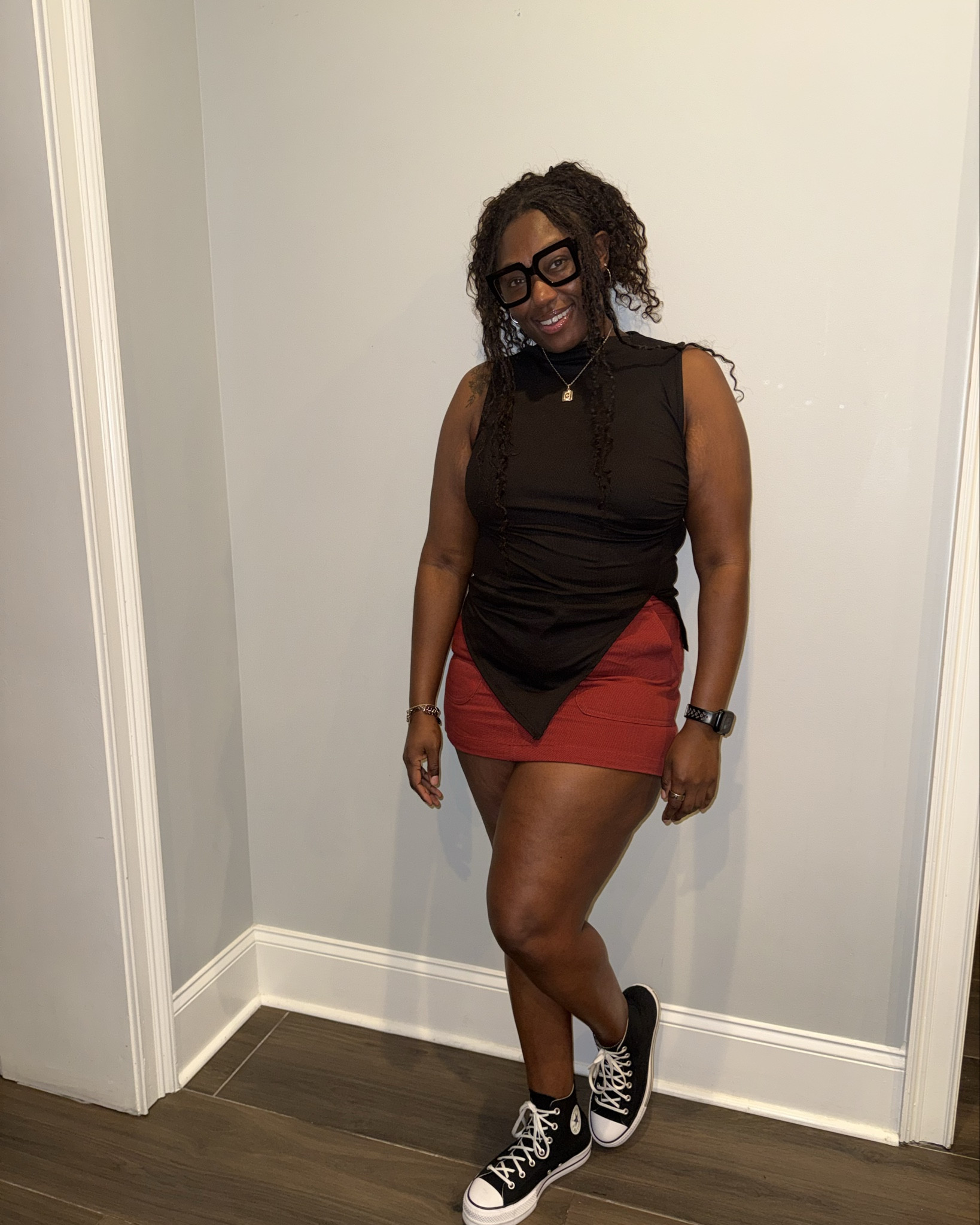 Giving the chocolate and rust tones their moment! 🤎🧡 This look is the perfect mix of "put together" and "ready to move." The asymmetric hem on the top adds a little edge, while the platform high-tops keep it grounded and practical for a busy day.

#LTKPlusSize #LTKgrwm #LTKdayinmylife
