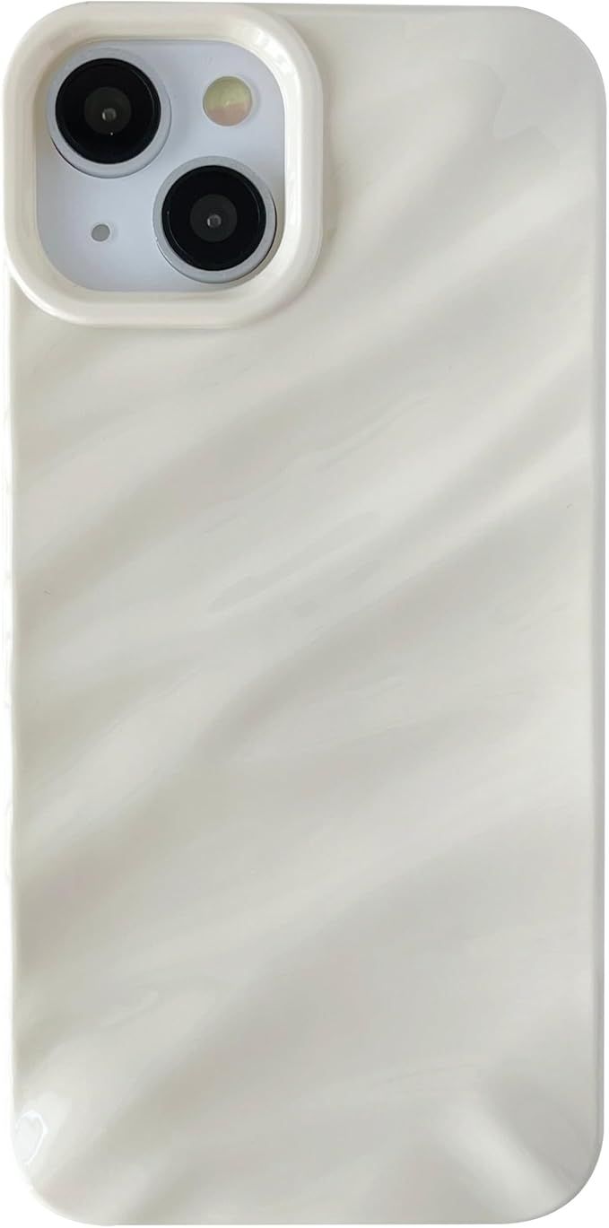 Caseative Water Ripple Pattern Curly Wave Shape Soft Compatible with iPhone Case (iPhone 15,White... | Amazon (US)