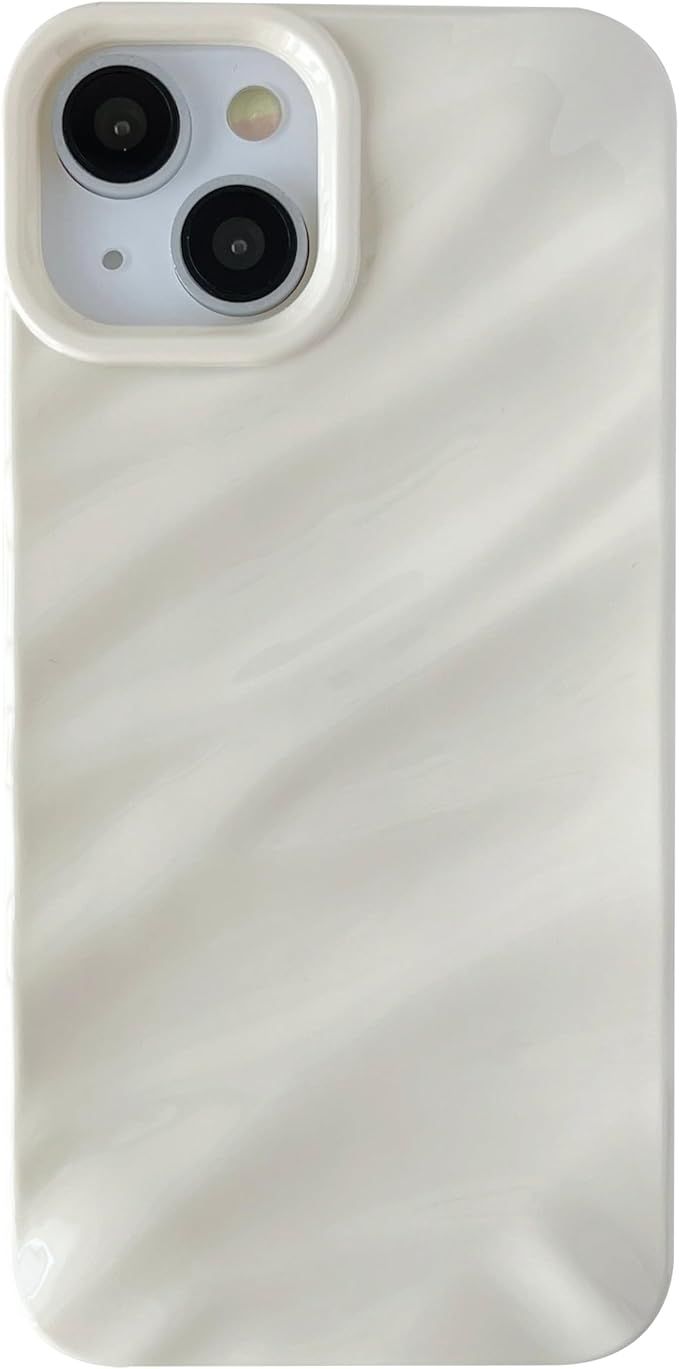 Caseative Water Ripple Pattern Curly Wave Shape Soft Compatible with iPhone Case (iPhone 15,White... | Amazon (US)