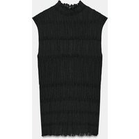 Zara - Ruffled Knit Top - Black - S - Woman | Zara UK