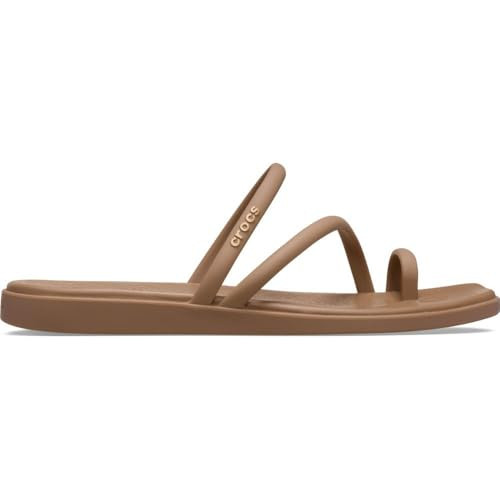 Crocs Women's Miami Toe Loop Sandals | Square Toe Flat | Flexible Straps | Croslite Foam Footbed, Milk Chocolate, 7 | Amazon (US)