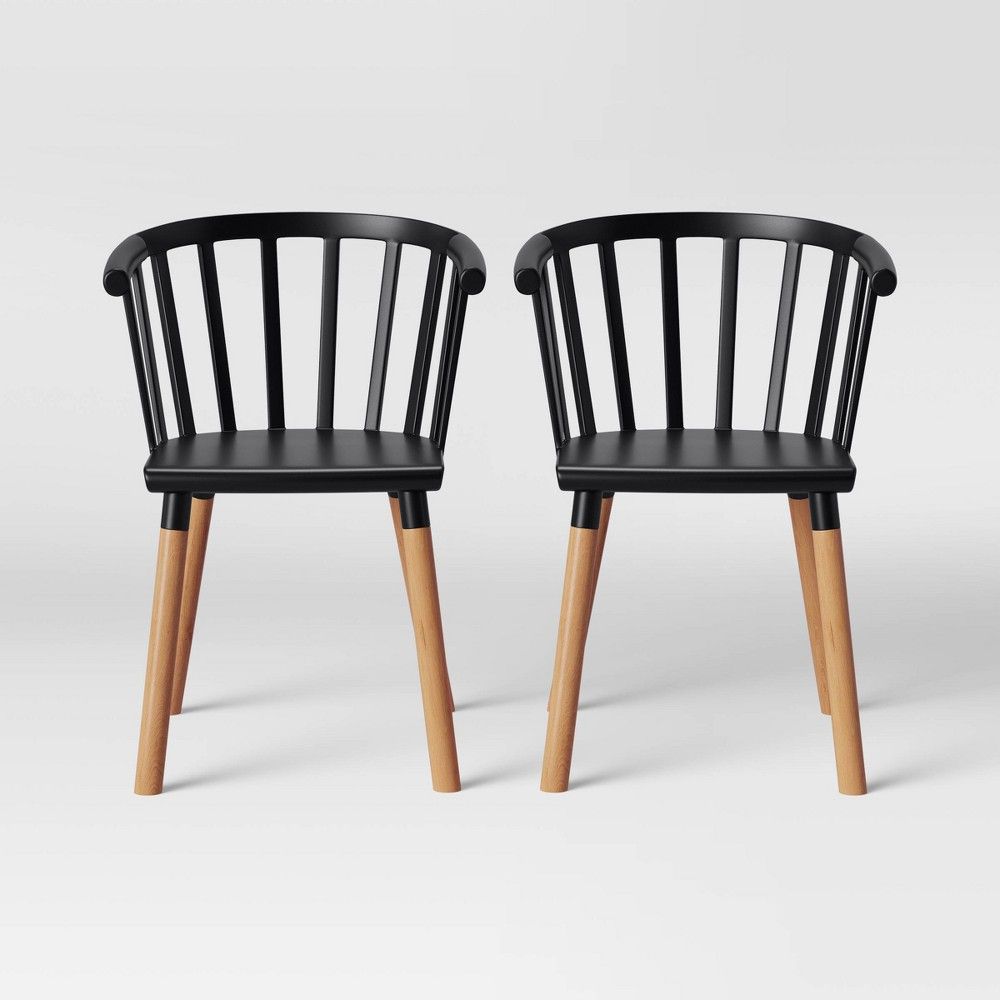 Set of 2 Balboa Barrel Back Dining Chair Black/Wood - Project 62 | Target