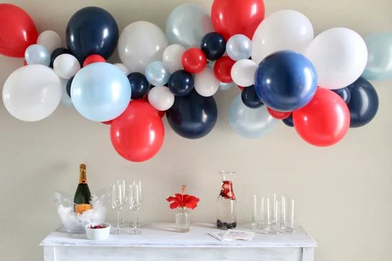 Balloon Garland Red White Blue Balloons Patriotic Balloons Rookie of the Year Garland Baseball Pa... | Etsy (US)