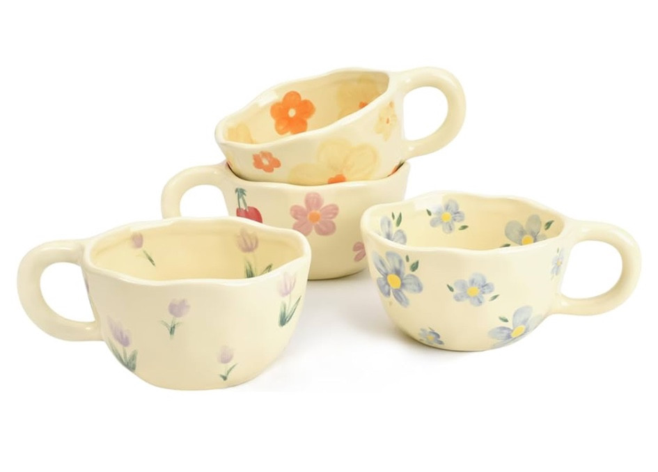 flower mugs, vintage mug, coffee mug, flower design, checkered mug 

#LTKHome