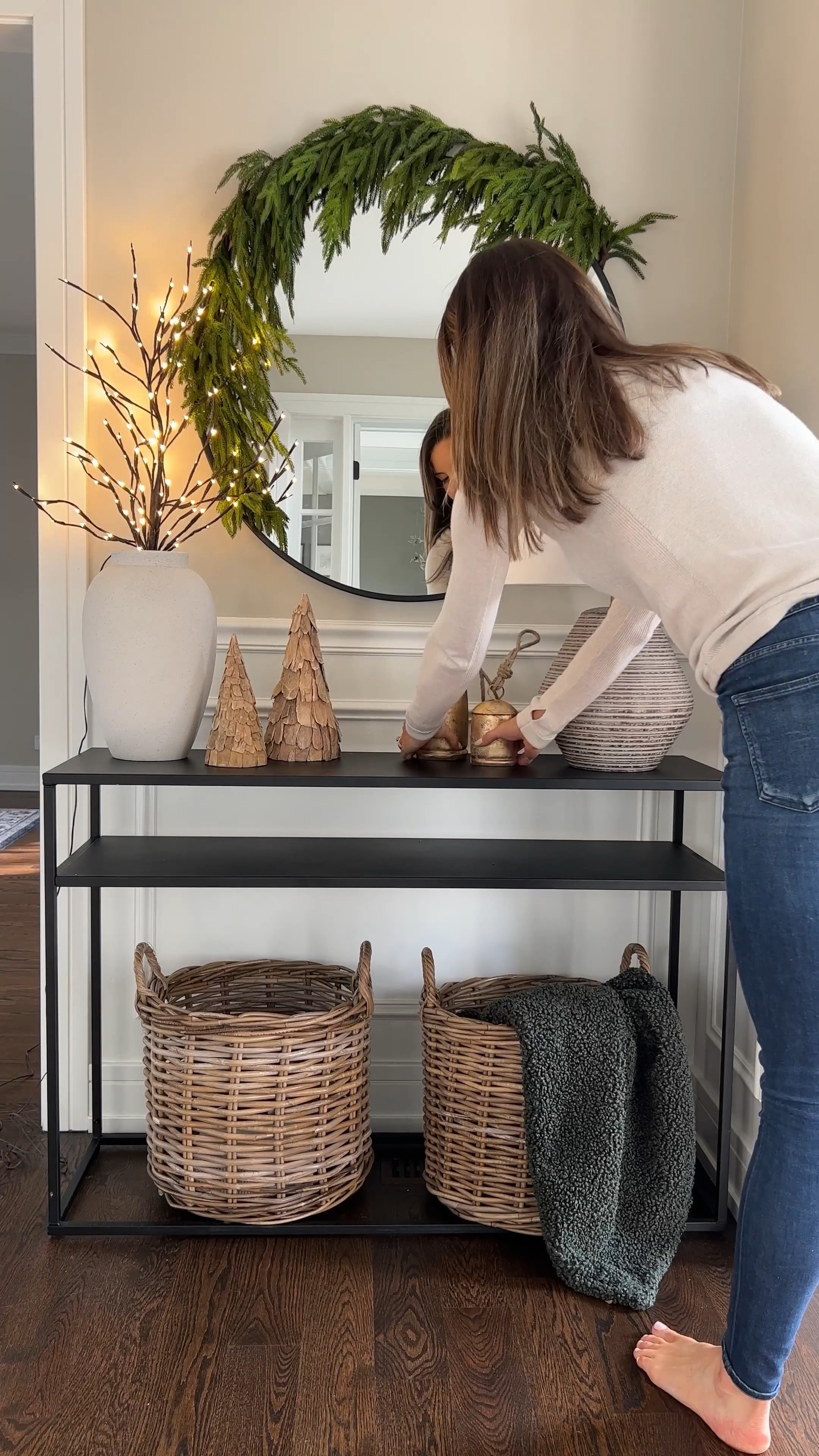 Easy and simple holiday decor console styling! All of these pieces from last year are available again this year to shop! These are all very affordable pieces that can transform your console or entryway in a matter of minutes! 

#LTKhome #LTKstyletip #LTKHoliday