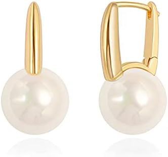 Aobei Pearl Handpicked Shell Pearl Drop Dangle Earrings for Women Dainty 18K Gold Plated Pearl St... | Amazon (US)