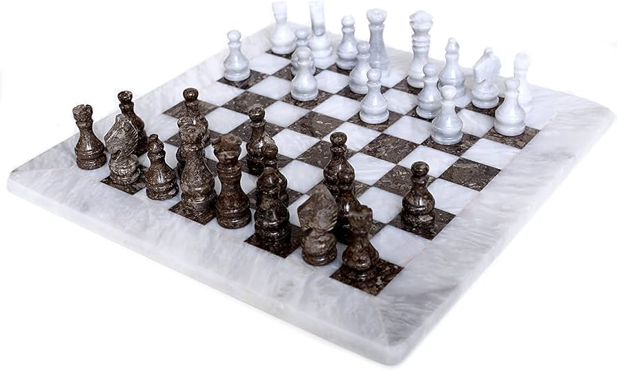 Radicaln Marble Chess Set 15 Inches White and Grey Oceanic Handmade Chess Board Games - 1 Chess B... | Amazon (US)