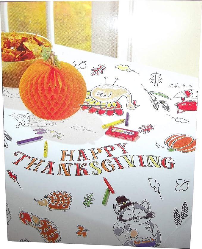 amscan Thanksgiving Table Decoration | Thanksgiving Color-in Table Cloth | Amazon (US)