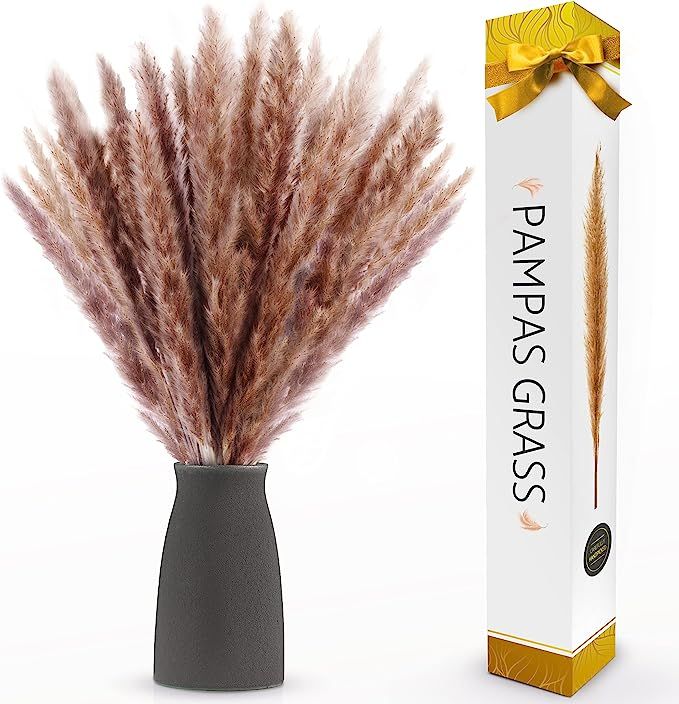 Dried Pampas Grass - 17.2 Inches of 20 Brown Pompous Stems - Live Large - Impress Guests with Boh... | Amazon (US)