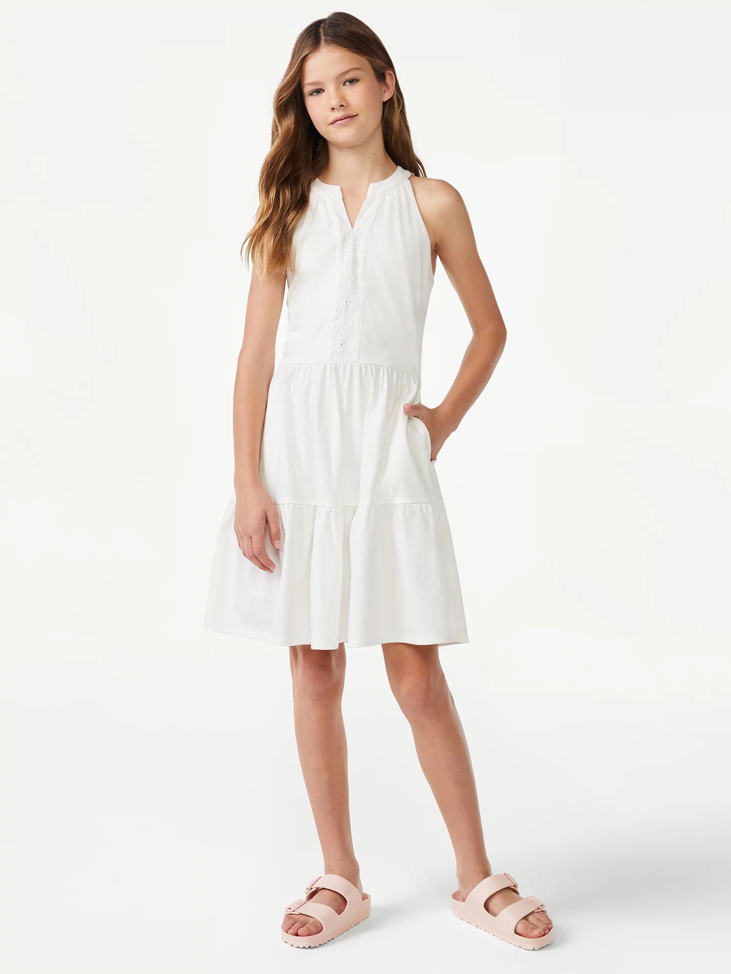 Free Assembly Girls Tiered Halter Dress, Sizes 4-18 | Walmart (US)