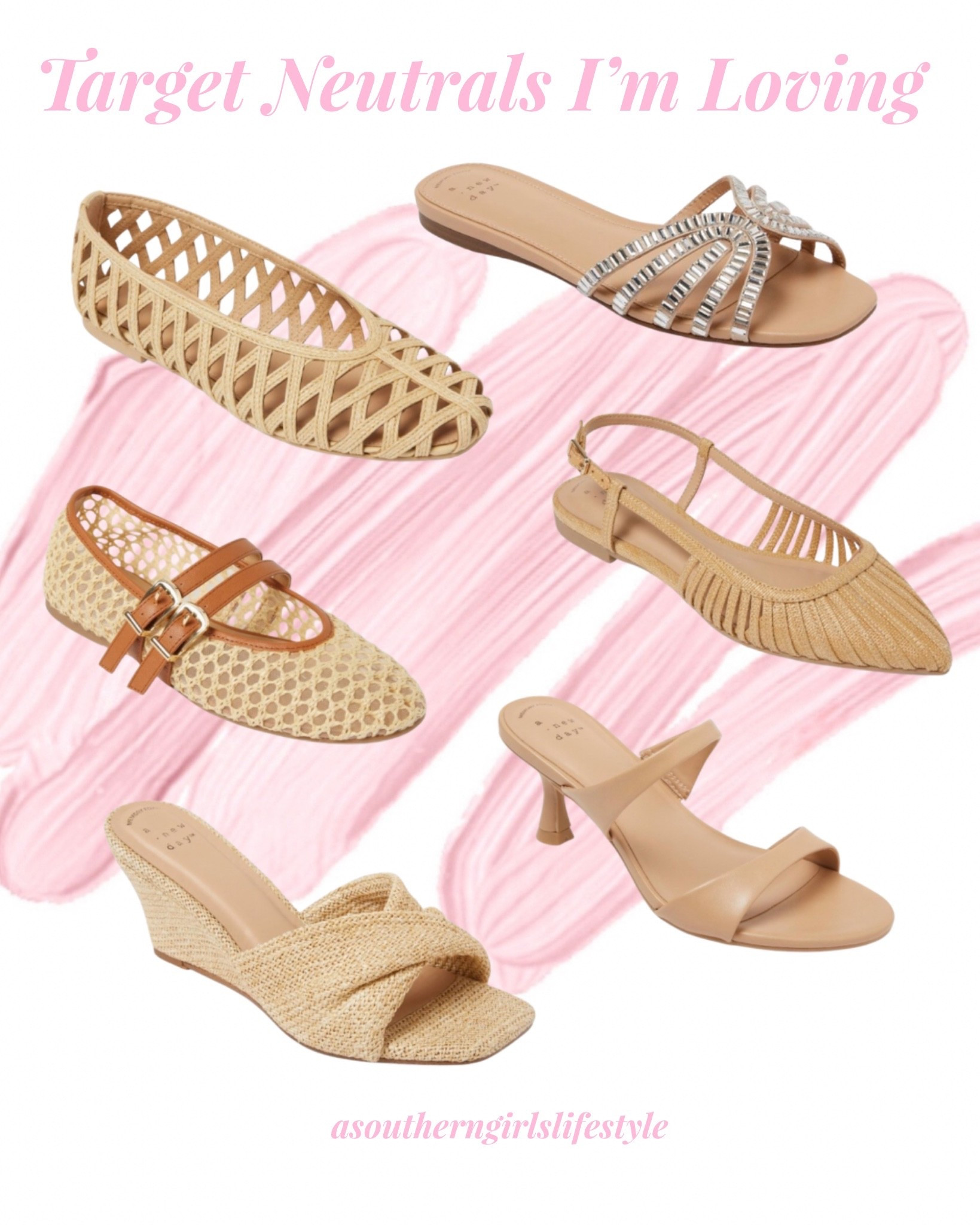 I love a Neutral/Natural Tone shoe! They make the leg look longer! Loving these from @Target ! 

From a Mirrored Slide Sandal to a Woven Flat to a little Heel to a Wedge

Spring Shoes. Spring Outfits Women 2026

#LTKPetite #LTKSeasonal #LTKgrwm