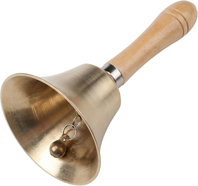 Extra Loud Solid Brass Hand Call Bell with Wooden Handle (3.15''D) | Amazon (CA)