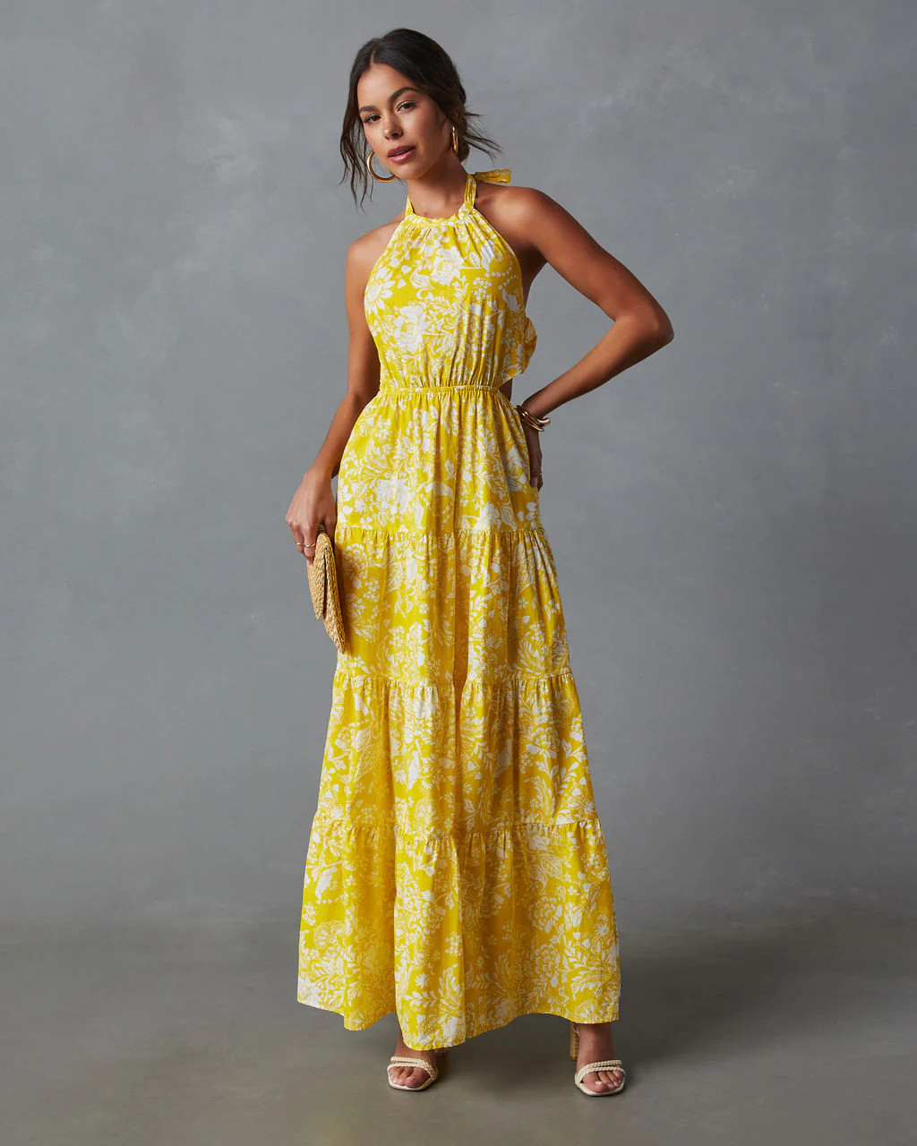 Amalia Halter Neck Tiered Maxi Dress | VICI