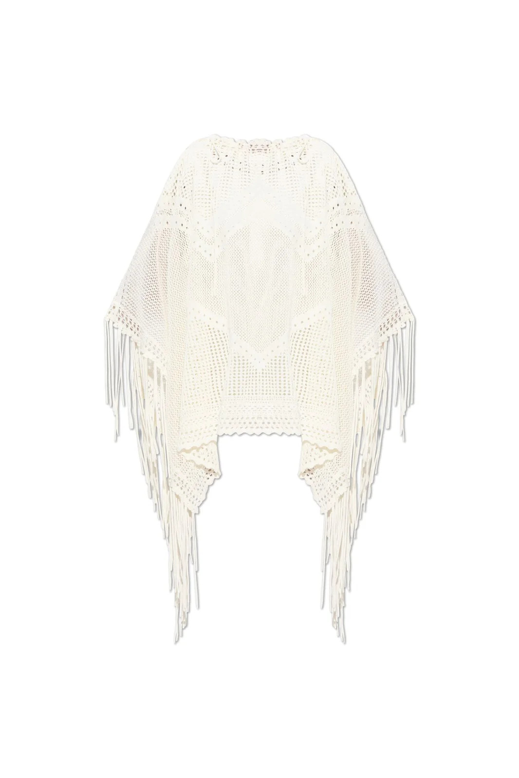 Isabel Marant Metila Crochet Scalloped Hem Fringed Cape | Cettire Global