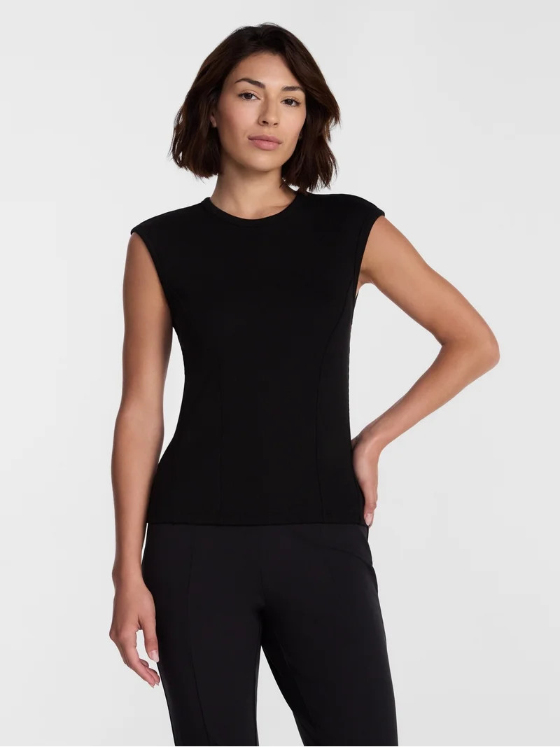 Avia Women's Ribbed Top with Cap Sleeves, Sizes XS-XXL | Walmart (US)