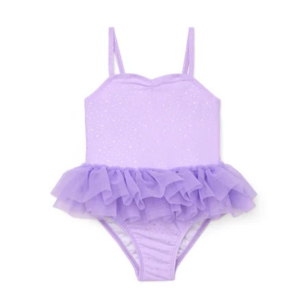 Wonder Nation Baby and Toddler Girls Tutu Swimsuit, 1-Piece, Sizes 12M-5T | Walmart (US)