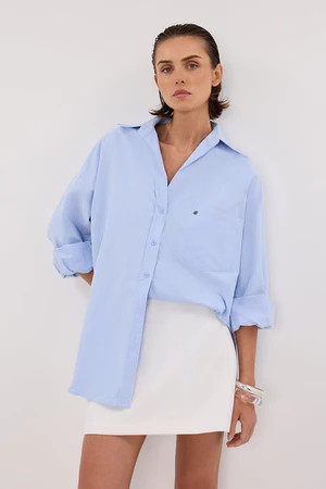 RHEA BLUE OVERSIZED COTTON SHIRT | DISSH