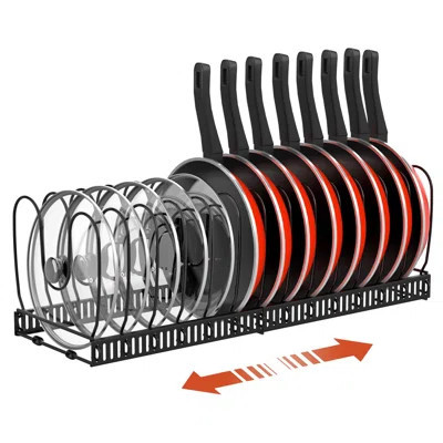 Pot And Pan Organizer Rack For Cabinet, Upgraded Expandable Pot Lid Organizer With 14 Adjustable Dividers, Pan Holder Storage Rack For Kitchen Cabinet | Wayfair North America