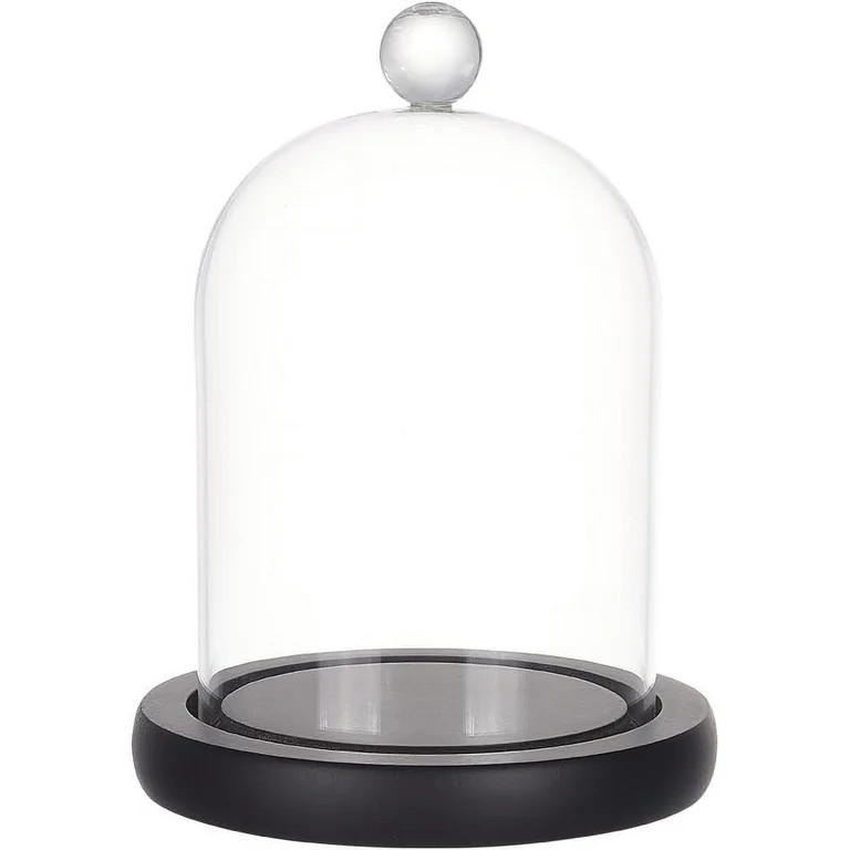 Cloche Glass Dome Clear Glass Display Dome Cloche Bell Jar Black Dome Cover with Top Handle Decor... | Walmart (US)