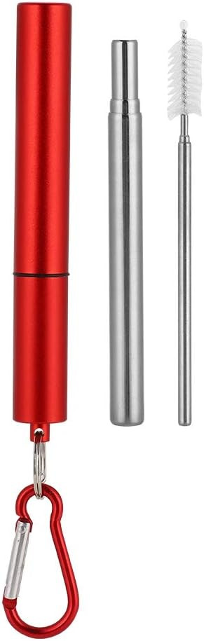 Stainless Steel Retractable Reusable Straw Kit for Travel Stainless Steel (Four-piece set + white... | Amazon (US)
