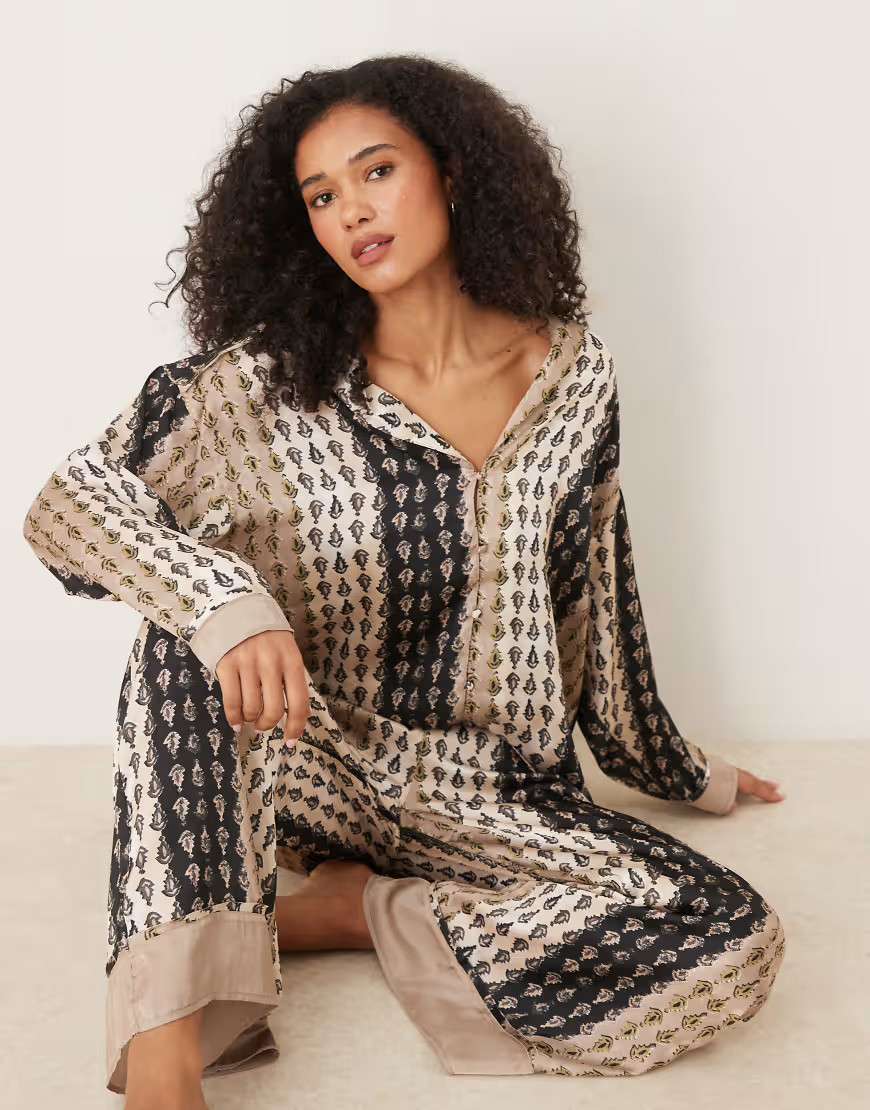 Free People Dreamy Days satin pajama set in neutral | ASOS (Global)
