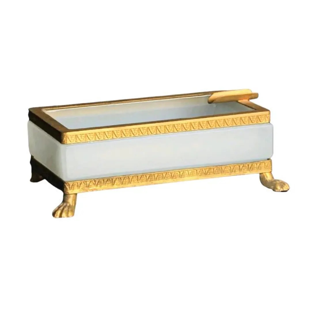 Large French Opaline Glass Dish Ashtray Ring Dish White Opaline Glass Ormolu | Etsy (US)