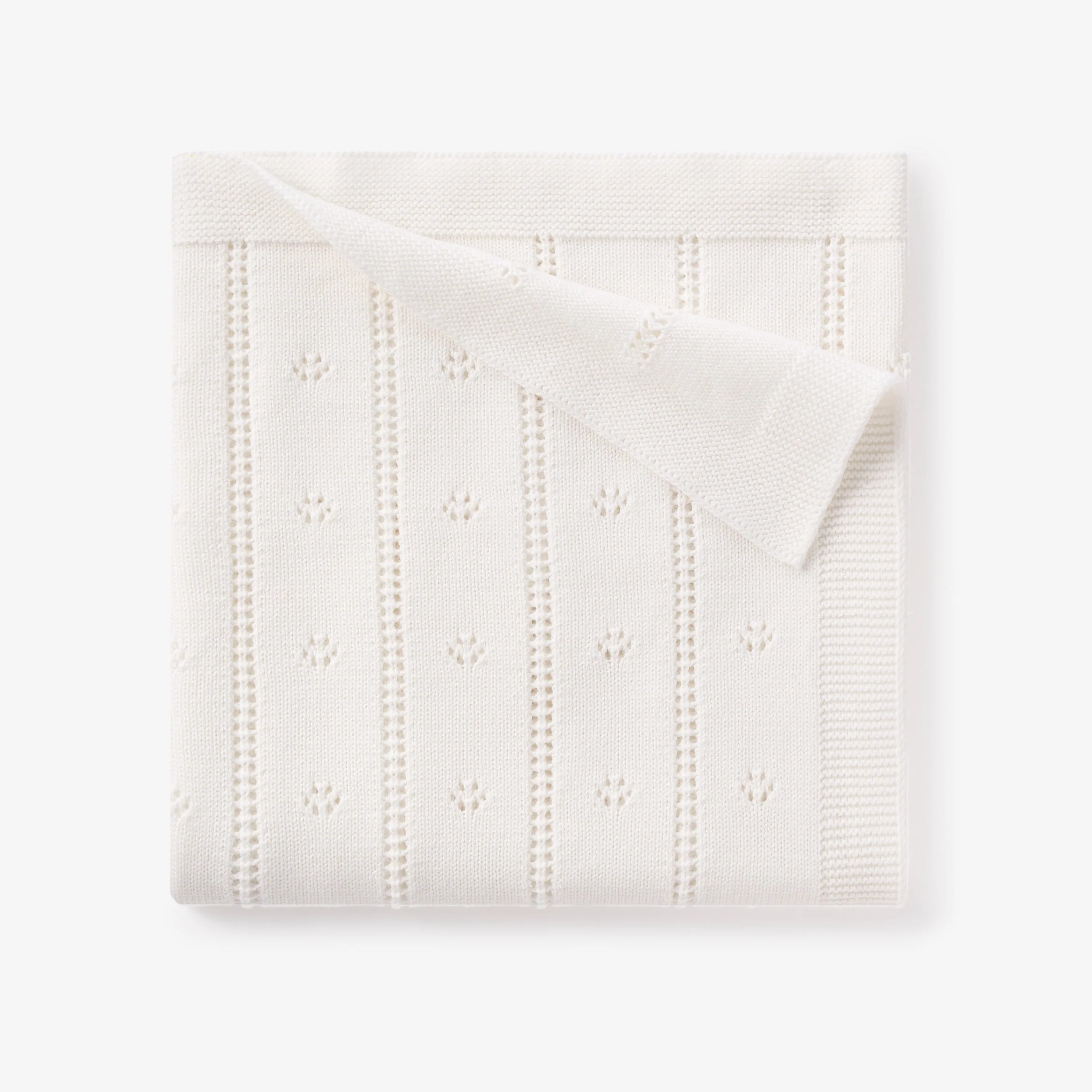 Cream Pointelle Knit Baby Blanket | Elegant Baby