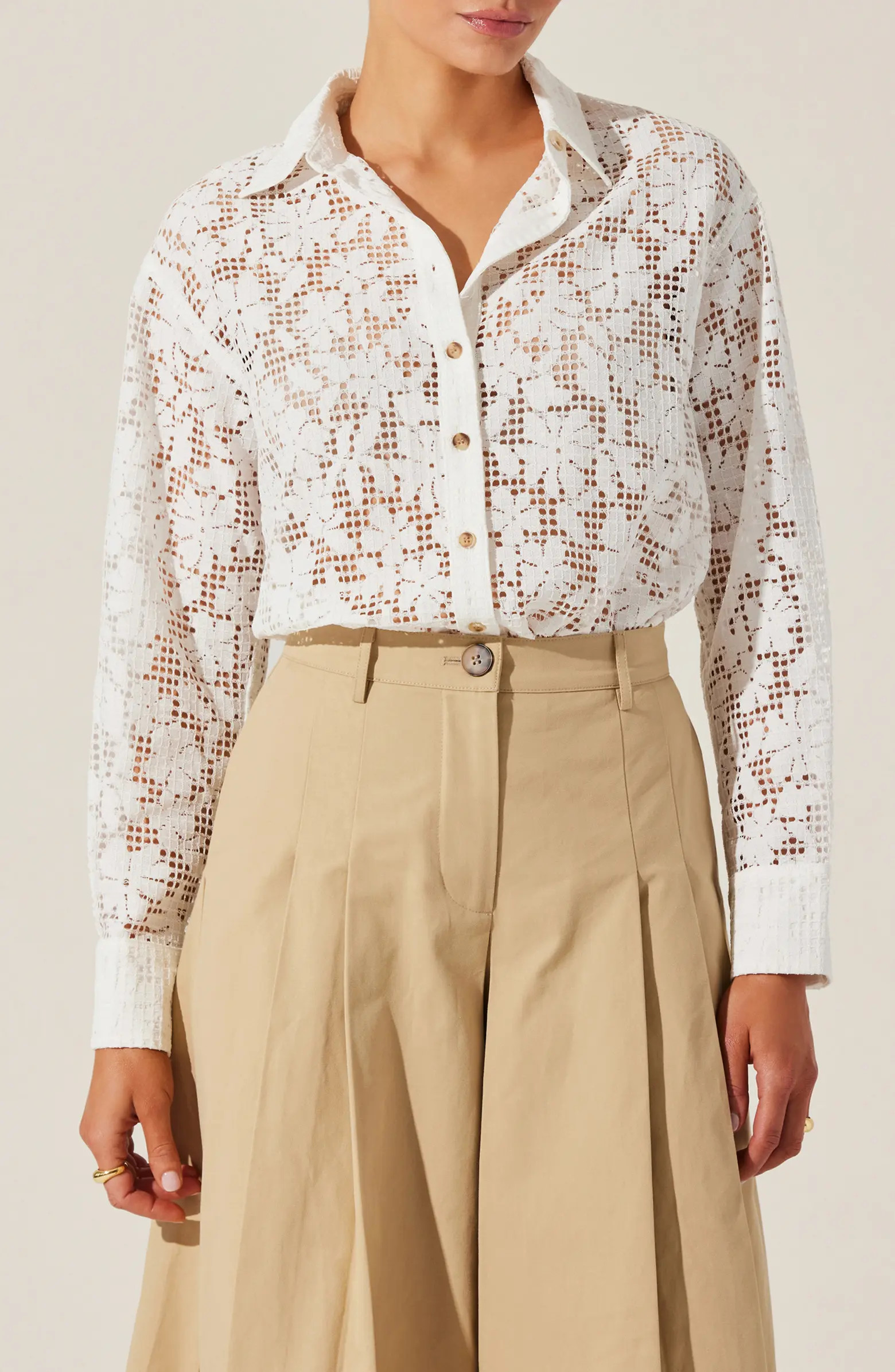 ASTR the Label Tisa Floral Lace Button-Up Shirt | Nordstrom | Nordstrom